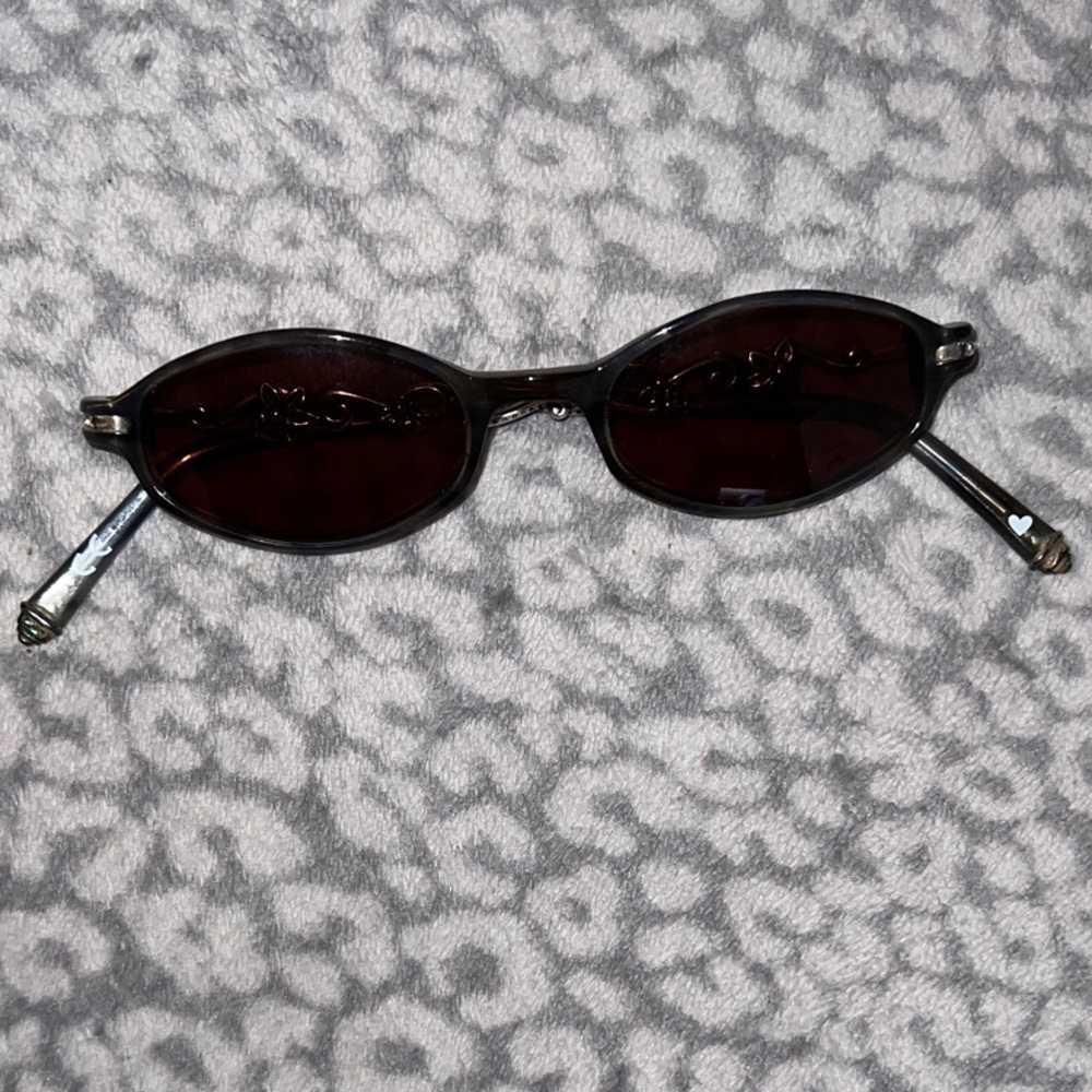 Vintage Brighton Blue Grey Sunglasses with Silver Flower Accents